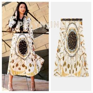❤️ZARA MIDI CHAIN PRINT PLEATED SKIRT